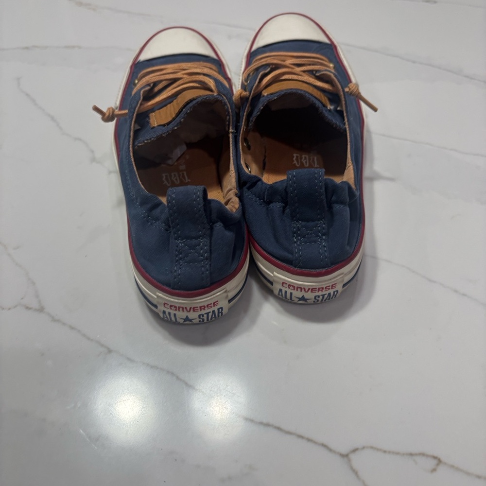 Converse Navy Canvas Low-Top Sneakers with Tan Laces - Picture 7 of 12